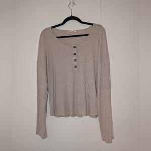 🛍️4 For $15🛍️Tan Long Sleeve Crop Polo Shirt
